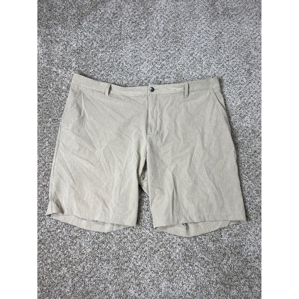 Adidas Mens Golf Shorts Tan Khaki Micro Grid Performance Size 42